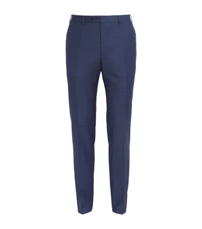 Canali Wool Tailored Trousers In Navy
