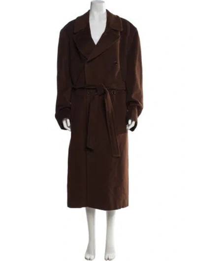 Pre-owned Canali Wool Trench Coat In Brown