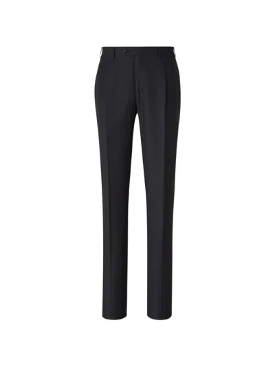 Canali Slim-leg Stretch Wool-twill Suit Trousers In Black