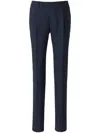 Canali Chambray Wool-blend Trousers In Blue