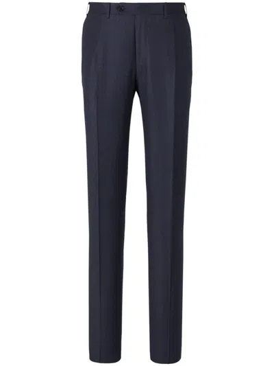 Canali Wool Trousers In Midnight Blue