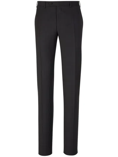 Canali Wool Trousers In Coal Grey