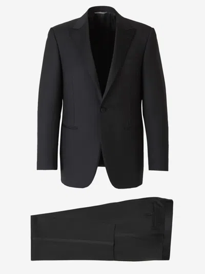 Canali Wool Tuxedo Suit In Black