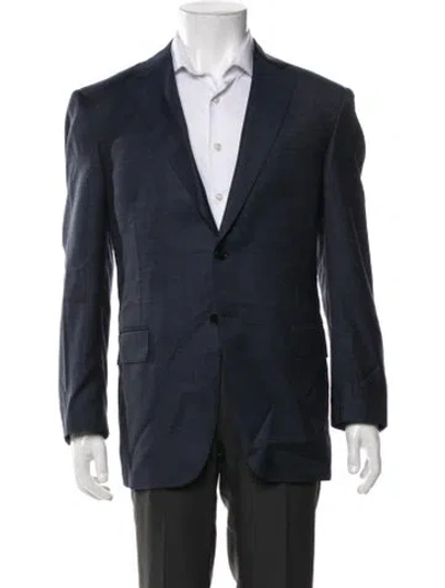 Pre-owned Canali Wool Tweed Pattern Blazer In Blue