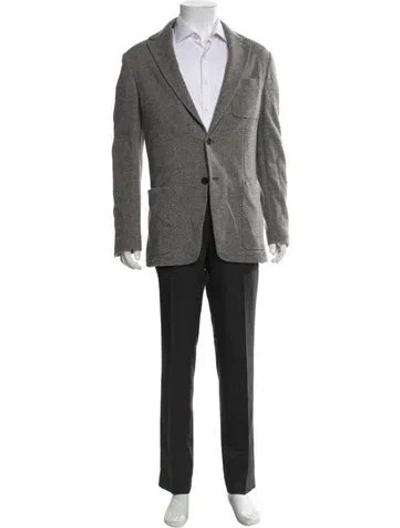 Pre-owned Canali Wool Tweed Pattern Blazer In Gray