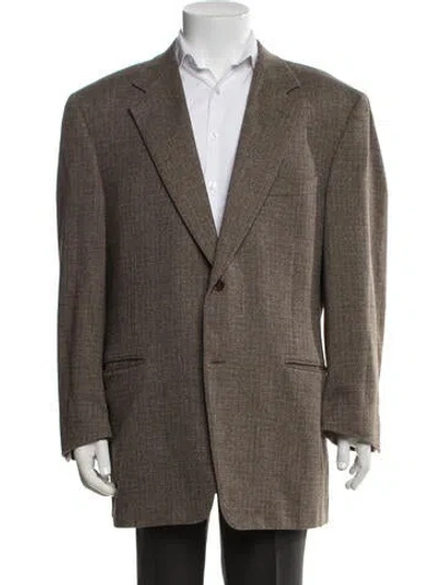 Pre-owned Canali Wool Tweed Pattern Jacket In Brown