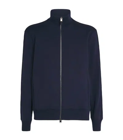 Canali Wool Zip-up Sweatshirt In Blue