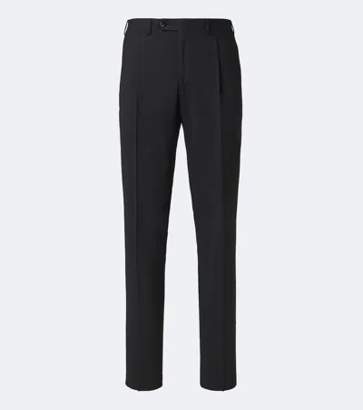 Canali Wool-blend Straight Pants In Black