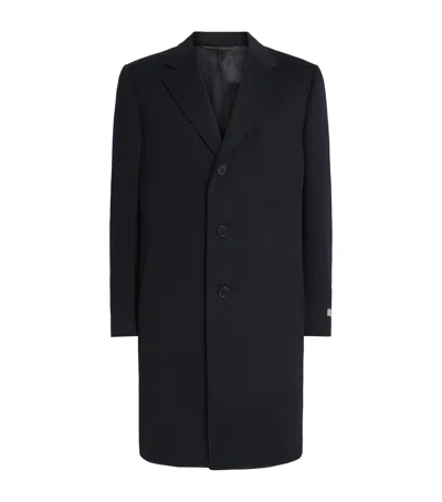 Canali Wool-cashmere Overcoat In Blue