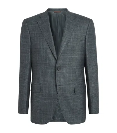 Canali Wool-silk-cashmere Blazer In Gray