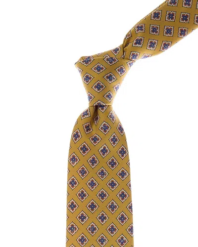 Canali Yellow Floral Medallion Silk Tie In Multi