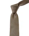 Canali Yellow Floral Silk Tie In Brown