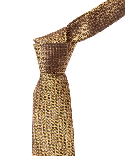 Canali Yellow Silk Tie In Gold
