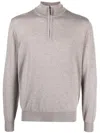 Canali Zip-detail Merino Jumper In Brown