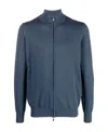 Canali Zip-fastening Cotton Jumper In Blue