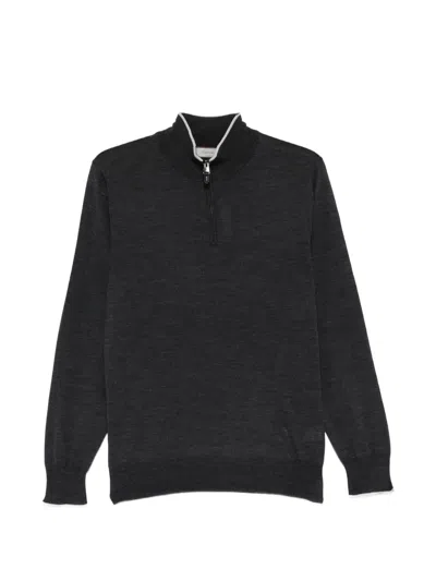 Canali Zip-fastening Sweater In Gray
