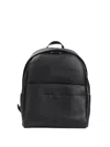 Canali Zip Leather Backpack In Black