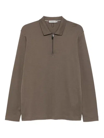 Canali Zip-neck Long-sleeve Sweater In Brown