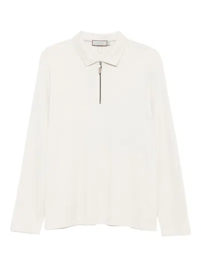 Canali Zip-neck Polo Sweater In Neutral