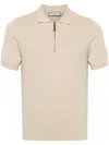 Canali Zip-up Cotton Polo Shirt In Neutrals