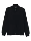 Canali Zip-up Cotton Sweatshirt In Black