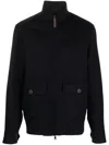 Canali Wool-blend Shearling-collar Bomber Jacket In Blue