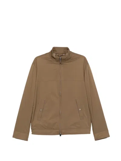 Canali Zip-fastening Jacket In Brown
