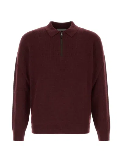 Canali Zip-fastening Knitted Polo Sweater In Red