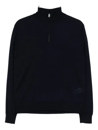Canali Zipped Top In Blue