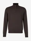 Canali Half-zip High-neck Jumper In Brown