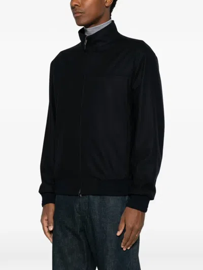 Canali Zip-up Bomber Jacket In Black