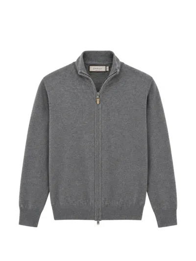 Canali Zip-up Cardigan In Gray
