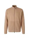 Canali Zip-up Elbow-patch Sweater In Brown