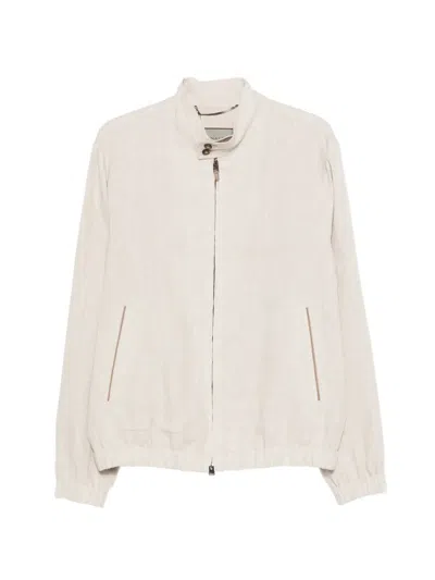 Canali Zip-up Jacket In White