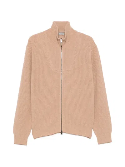 Canali Wool And Cashmere-blend Zip-up Sweater In Neutral