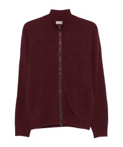 Canali Zip-up Ribbed-knit Sweater In Animal Print