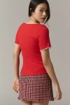 Canapé Pearl-trim Scoop-neck Tee In Red