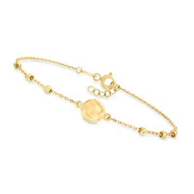 Canaria Fine Jewelry Canaria 10kt Yellow Gold Circle Charm Bead Station Bracelet