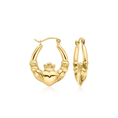 Canaria Fine Jewelry Canaria 10kt Yellow Gold Claddagh Hoop Earrings