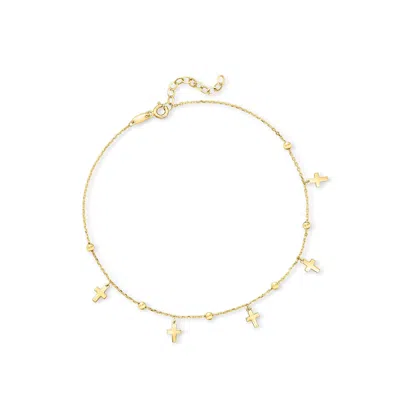 Canaria Fine Jewelry Canaria 10kt Yellow Gold Cross Station Anklet In Multi