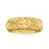 Canaria Fine Jewelry Canaria 10kt Yellow Gold Hammered Round Groove-pattern Ring In Gold