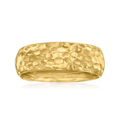Canaria Fine Jewelry Canaria 10kt Yellow Gold Hammered Round Groove-pattern Ring