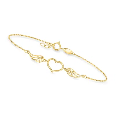 Canaria Fine Jewelry Canaria 10kt Yellow Gold Heart With Wings Bracelet In Multi