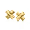 Canaria Fine Jewelry Canaria 10kt Yellow Gold Ribbed X Stud Earrings In Yellow