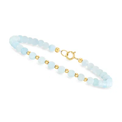 Canaria Fine Jewelry Canaria 18.00- Aquamarine Bead Bracelet In 10kt Yellow Gold In Multi