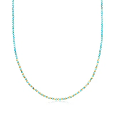 Canaria Fine Jewelry Canaria 3-3.5mm Turquoise And 10kt Yellow Gold Bead Necklace In Multi