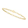Canaria Fine Jewelry Canaria 3mm 10kt Yellow Gold Alternating Paper Clip Link And Rope Chain Bracelet In Multi