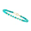 Canaria Fine Jewelry Canaria 4-4.5mm Turquoise Bead Bracelet In 10kt Yellow Gold In Multi