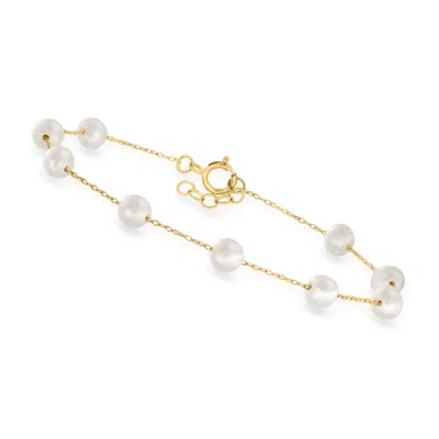 Canaria Fine Jewelry Canaria 4-5mm Cultured Pearl Station Bracelet In 10kt Yellow Gold In Multi