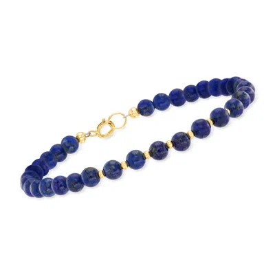 Canaria Fine Jewelry Canaria 4-5mm Lapis Bead Bracelet In 10kt Yellow Gold In Multi